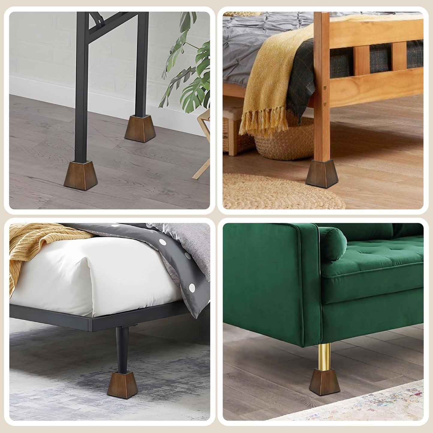 Wood Bed Risers (4 inch Pyramid)