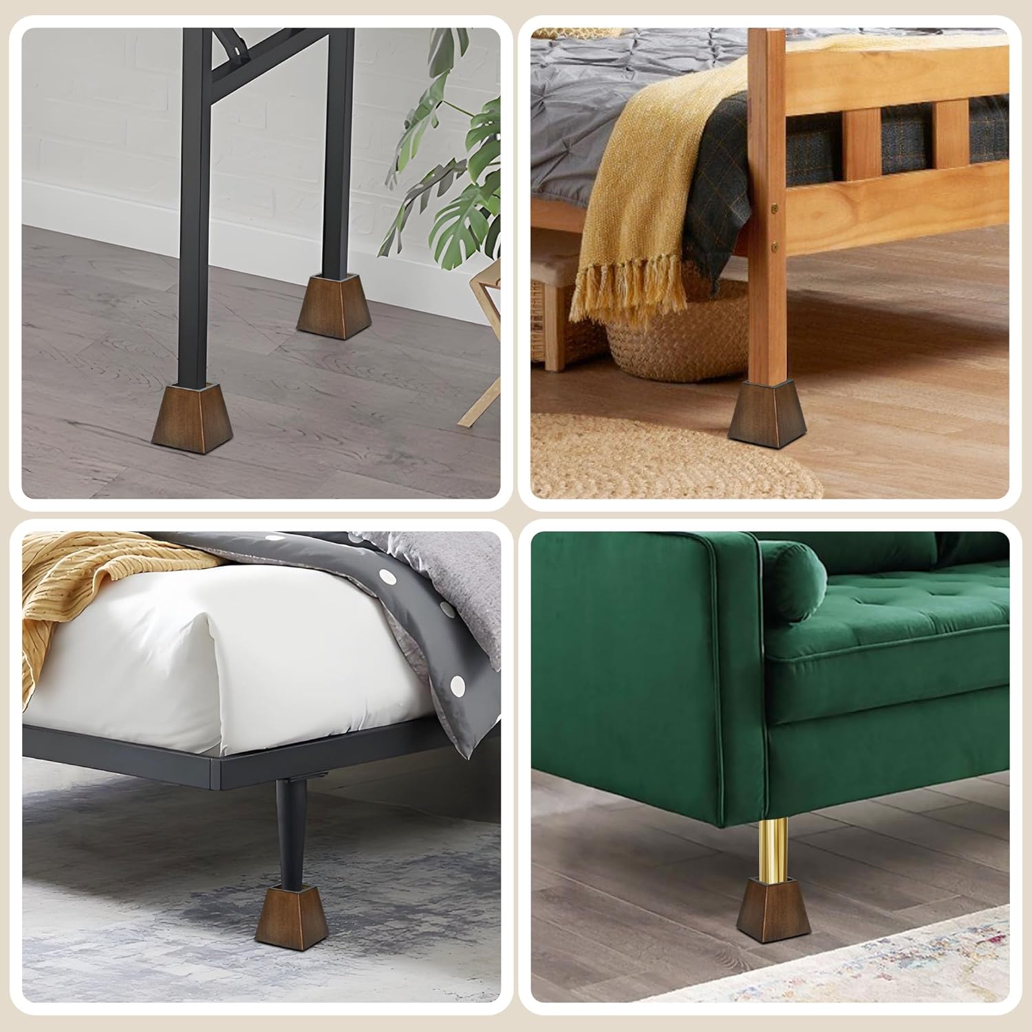 Wood Bed Risers (4 inch Pyramid)