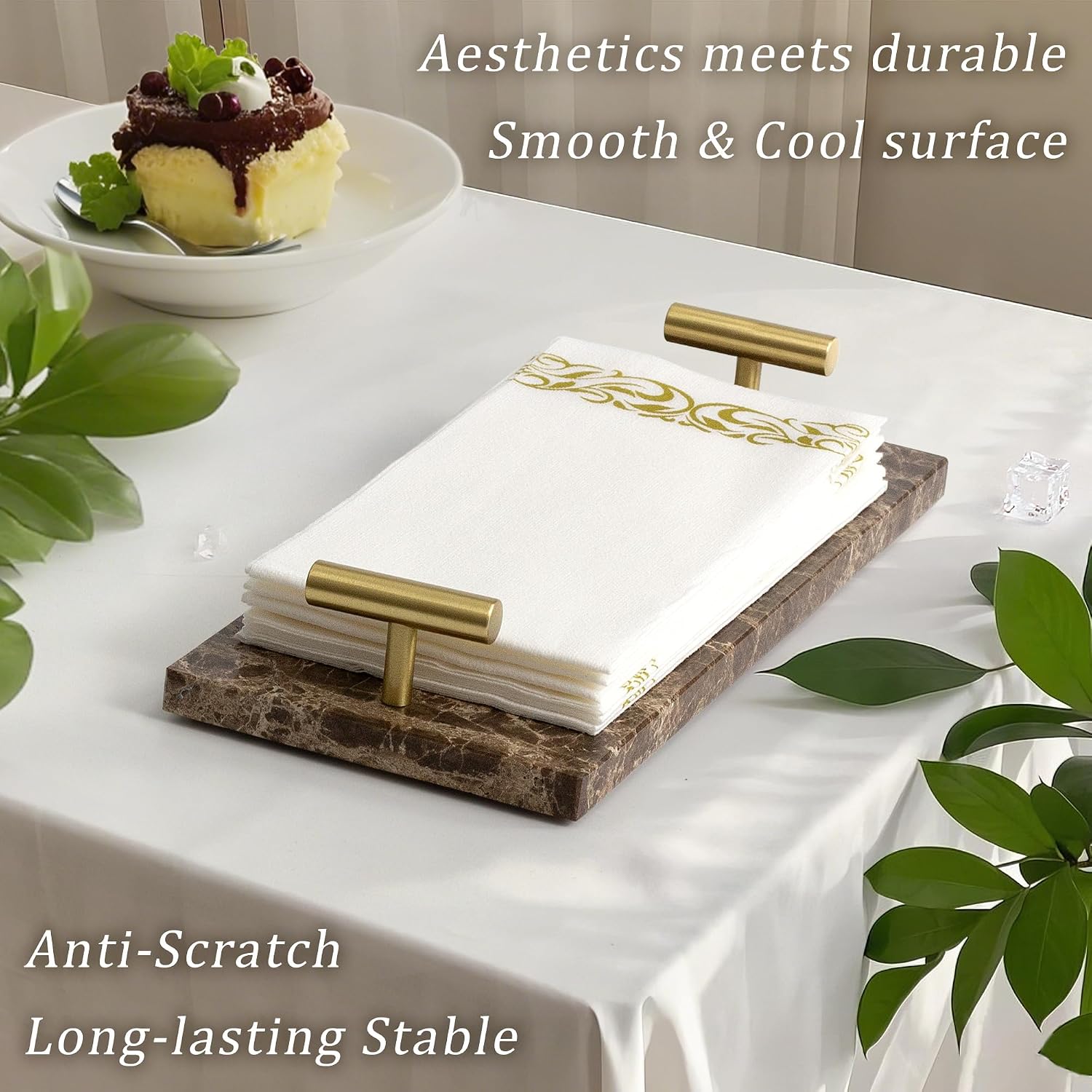 Marble Tray / Marble Napkin Holder / Brown