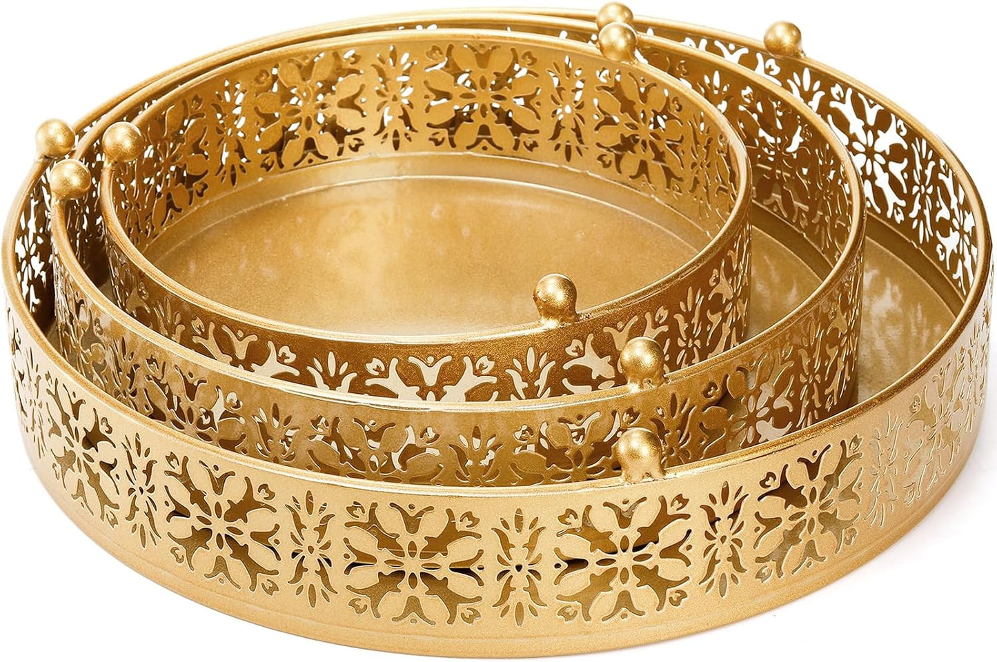 Coloch 3 Pieces Golden Cake Stand Set, 8/10/12 Inch Round Metal Dessert Display Stand Decorative Cake Holder Cupcake