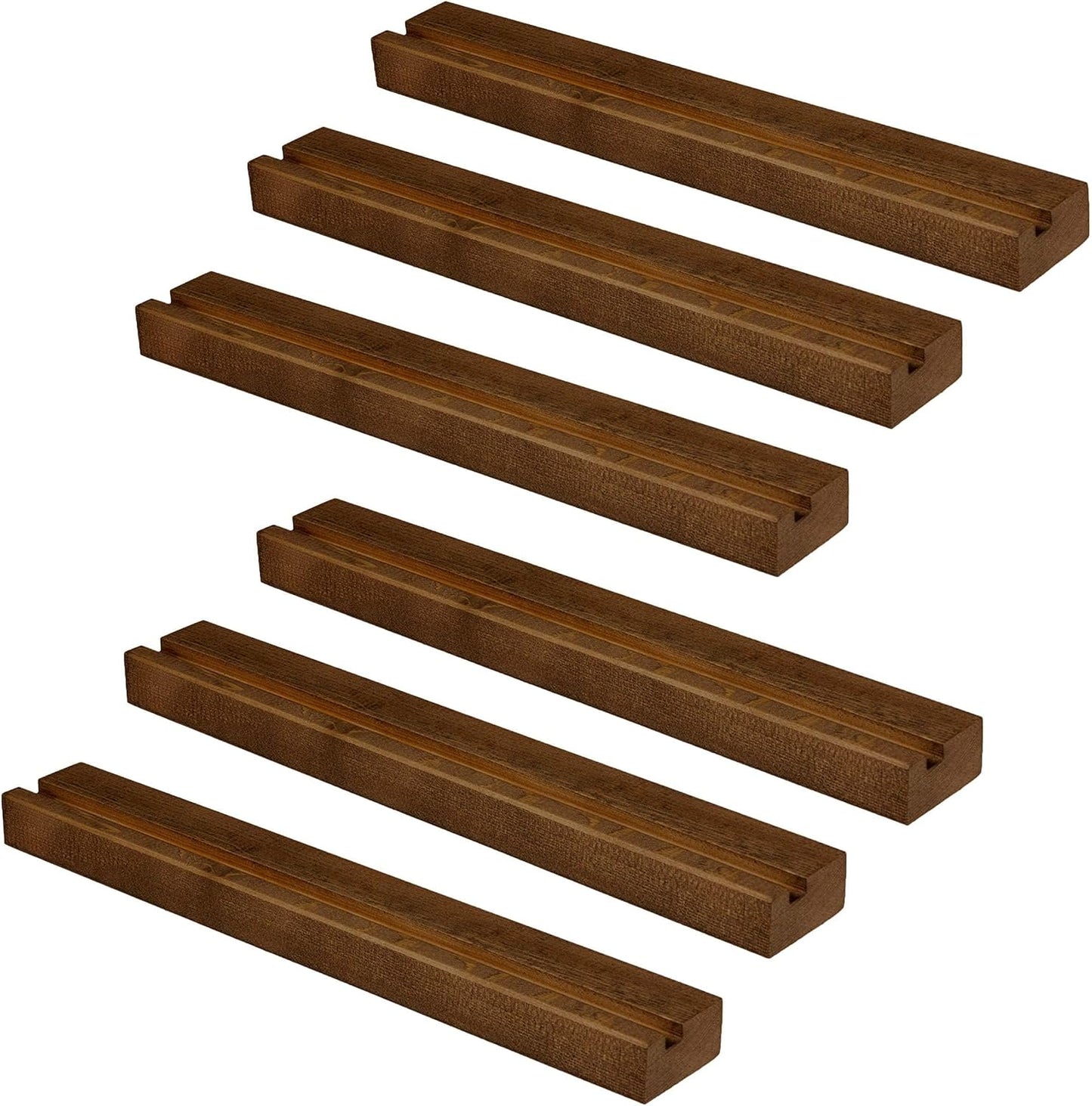 Ilyapa Vinyl Wall Mount Floating Record Shelves- 6 Pack, Espresso Wood | Solid Wood Record Shelf, Includes Wall