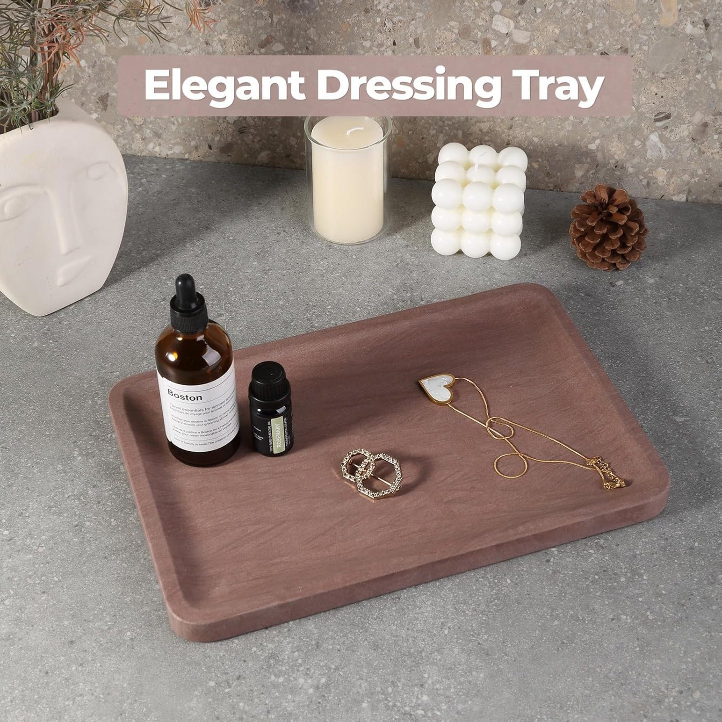 Marble Vanity Tray / Brown / 11.8 Inch