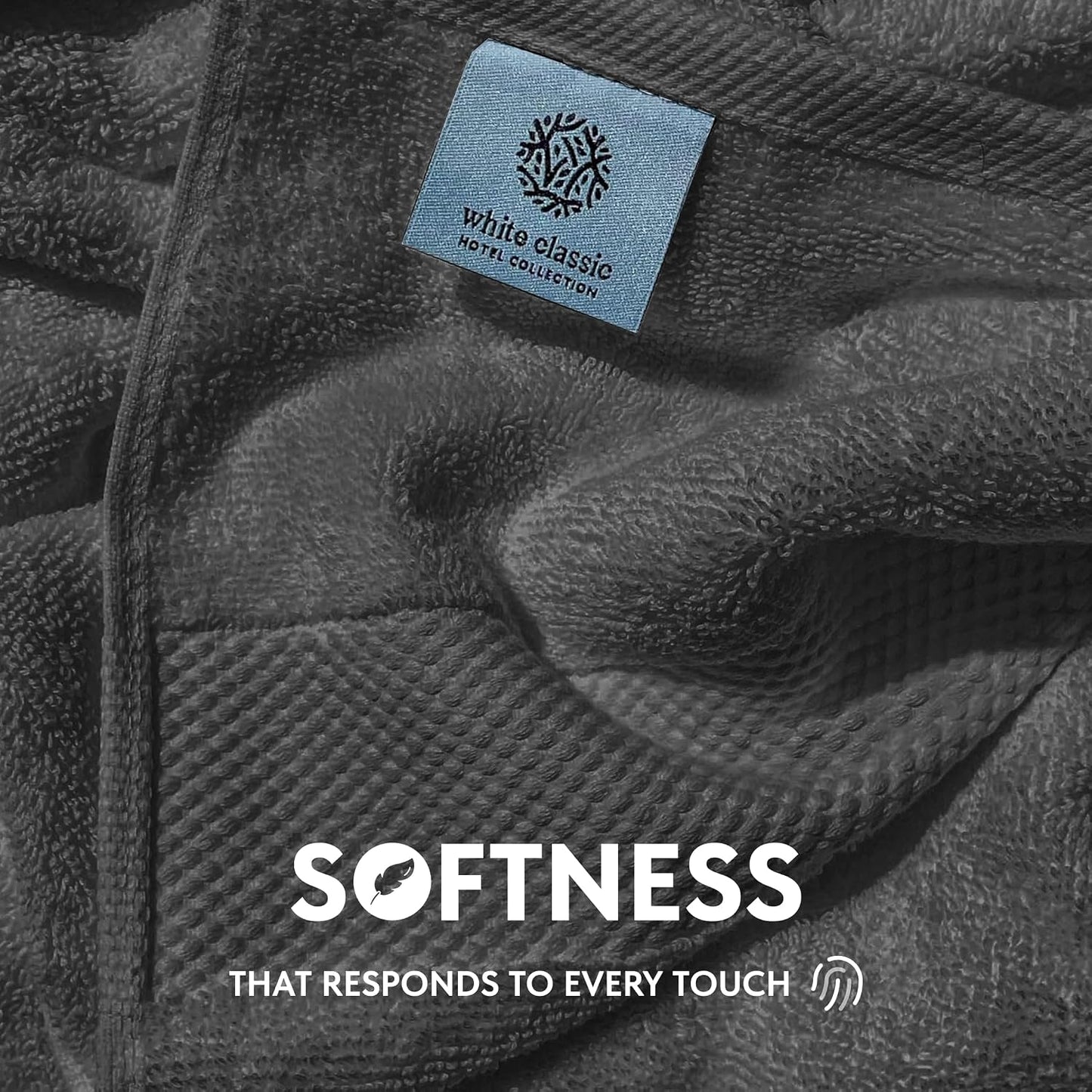 White Classic Luxury Charcoal Hand Towels - Soft 100% Turkish Cotton | Highly Absorbent Hotel spa Bathroom Towel