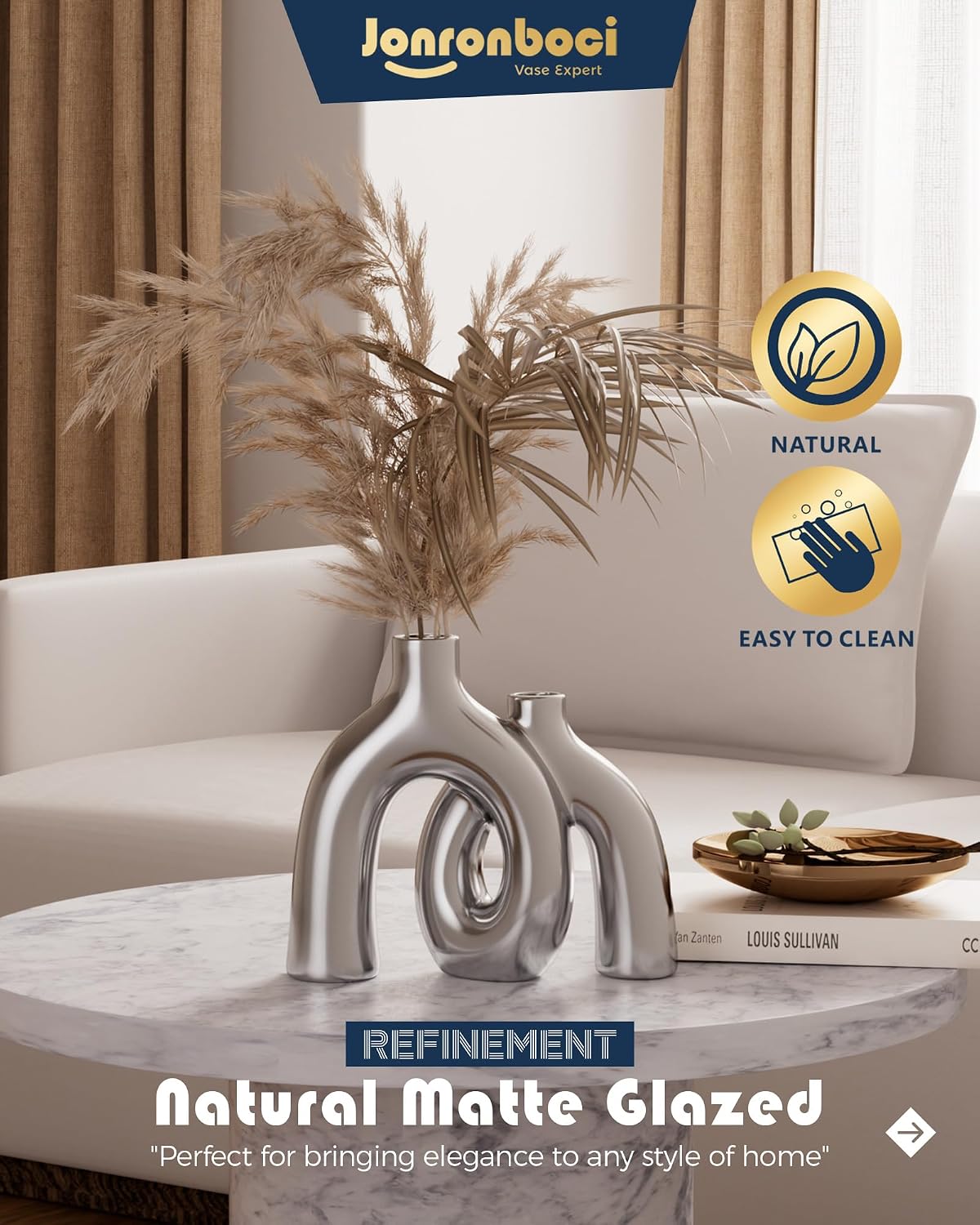 Modern Nordic Boho Style Vases Home Decor / Silver
