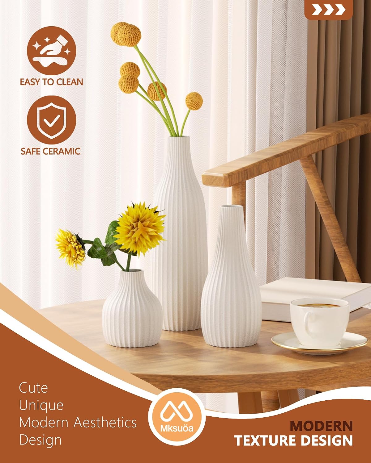 Modern Boho Style Vases / White / Set of 3