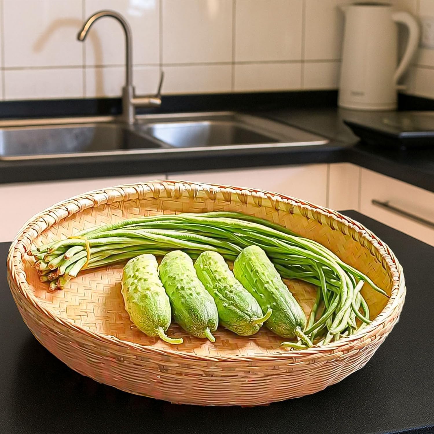Bamboo and Rattan Fruit and Vegetable Basket