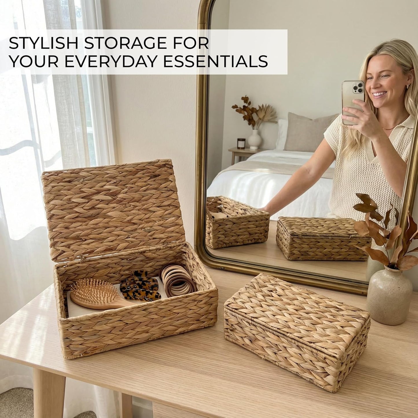Wicker Organizer Bins for Your Shelves & Home Decor / Set of 2