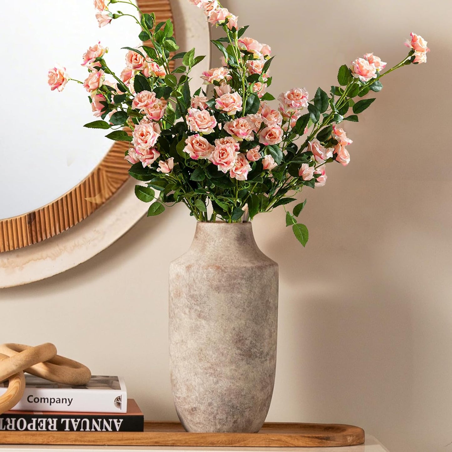 Ceramic Flower Vase / 12.5"h-terracotta / White / 12.5 Inch