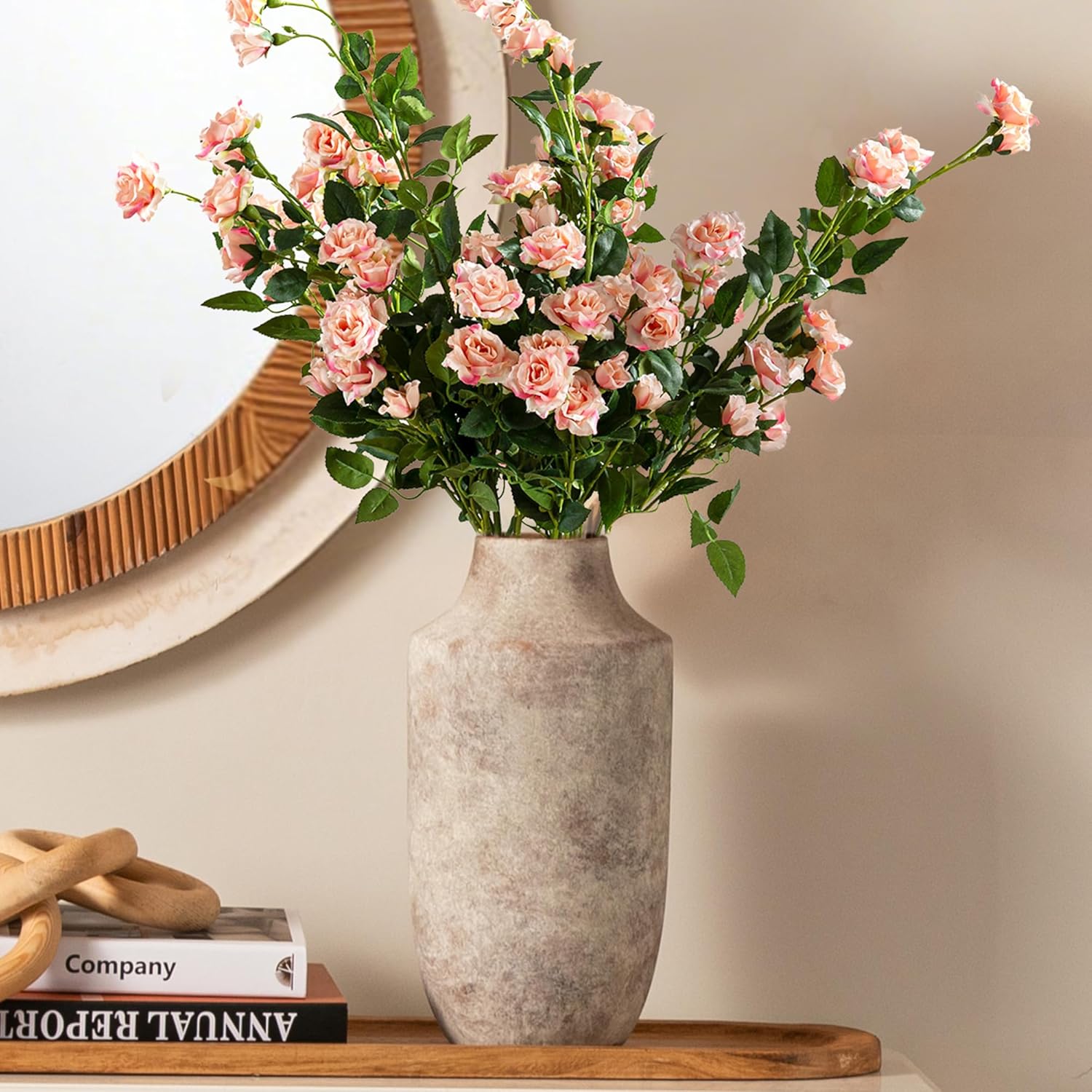 Ceramic Flower Vase / 12.5"h-terracotta / White / 12.5 Inch