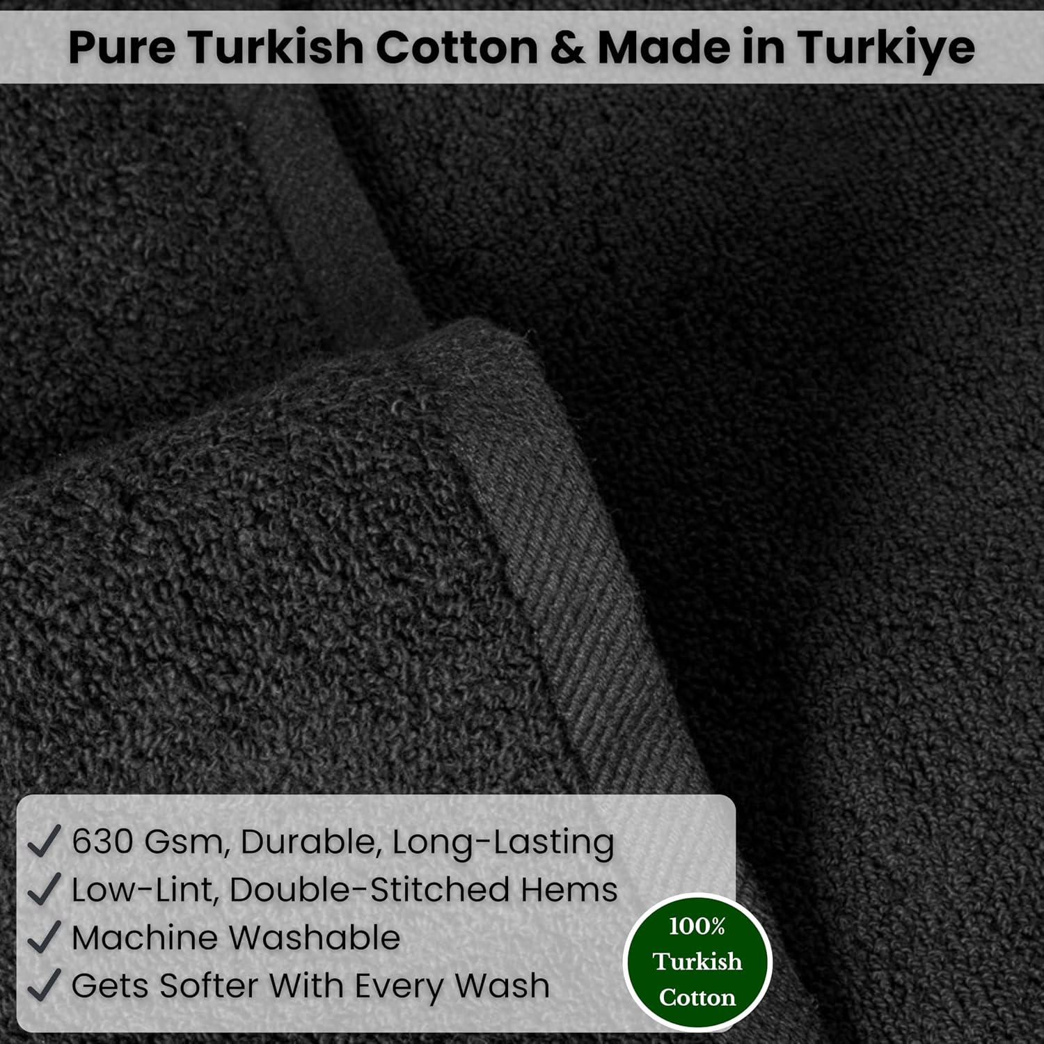 SALBAKOS Luxury 100% Turkish Cotton Bath Sheet 40x80 in (1-Piece, Black) | Extra Large Jumbo Oversized Bathroom and