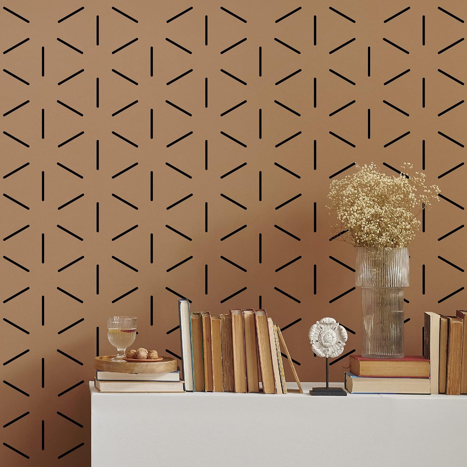 Peel and Stick Modern Wall Stickers / Hexagon / Black / Set of 360