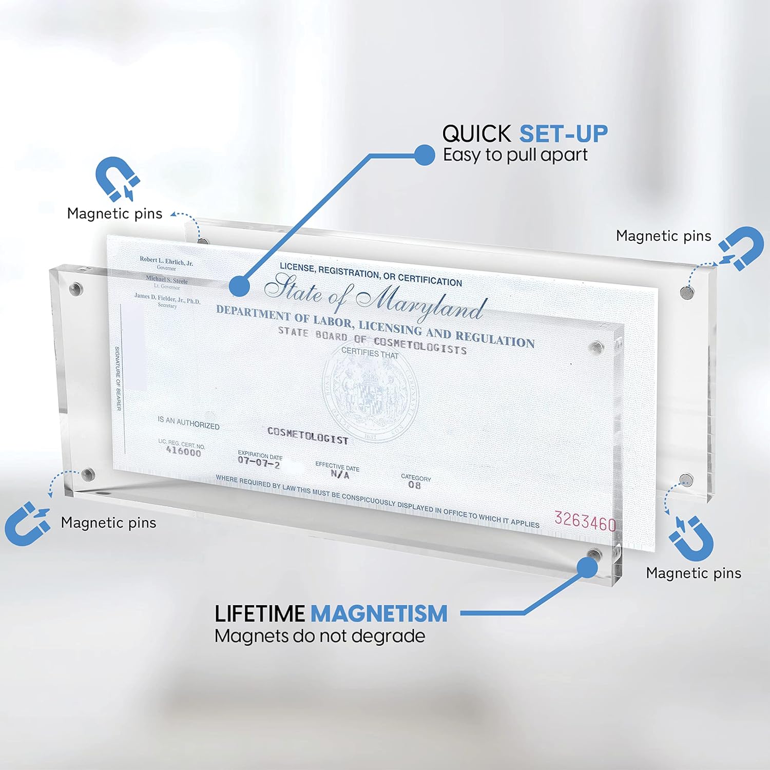 Mammoth DuraClear 4x10 Acrylic Frame - Frameless Panoramic Photo & License Display - Sleek, Modern Design for Elegant