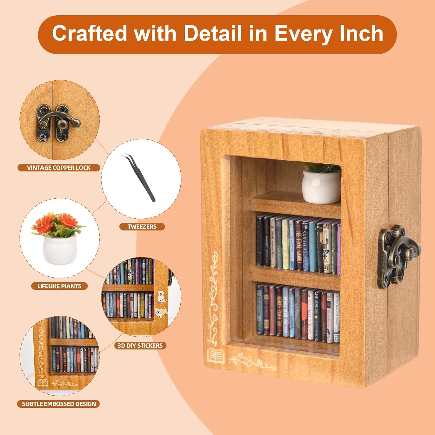 60 Mini Books / Walnut Wood / Small