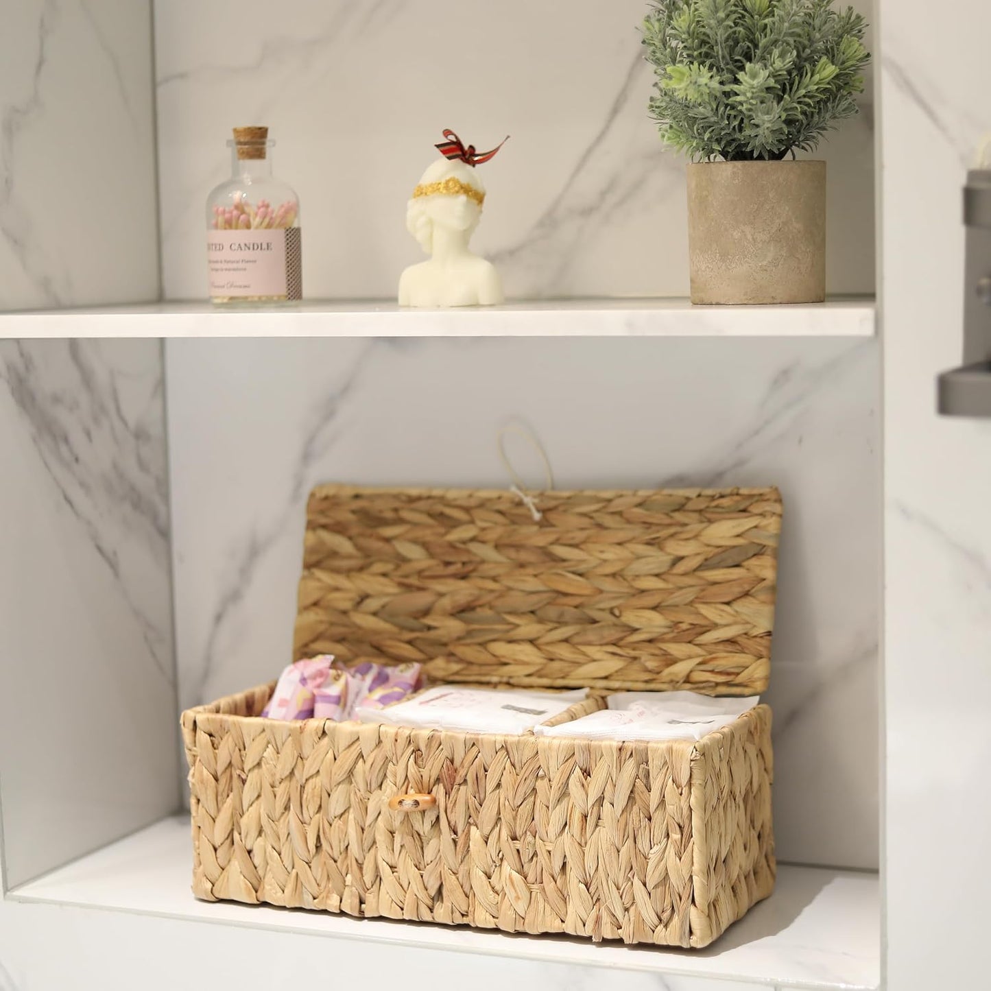 Wicker Bathroom Basket / 13.2 x 5.1 x 4.5