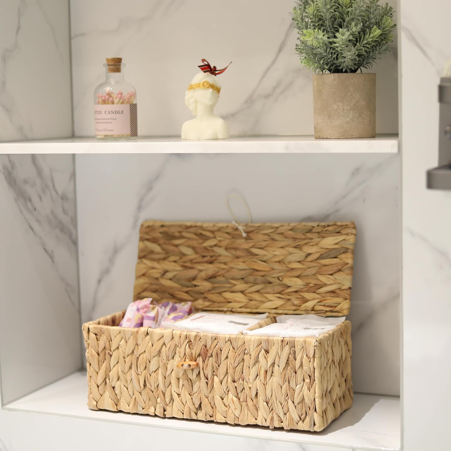 Wicker Bathroom Basket / 13.2 x 5.1 x 4.5