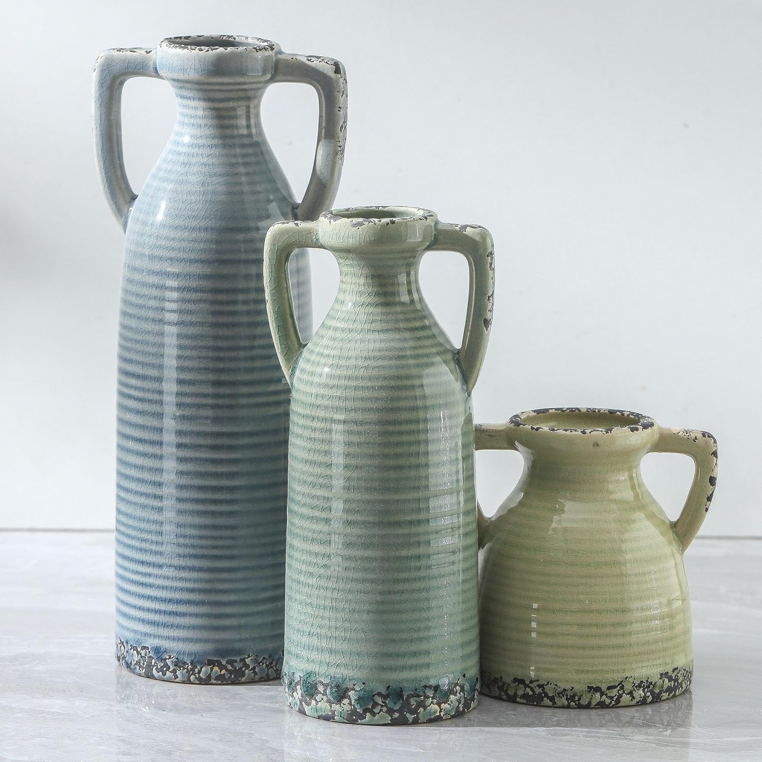 Ceramic Vases / Neutral Rustic Farmhouse Vase / 105-1 / Set of 3