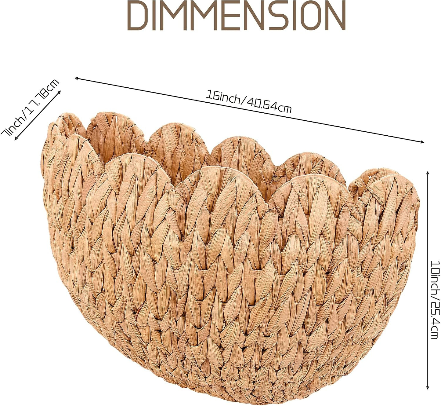 Handwoven Water Hyacinth Scalloped Basket