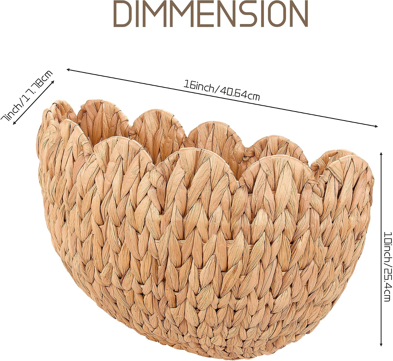 Handwoven Water Hyacinth Scalloped Basket