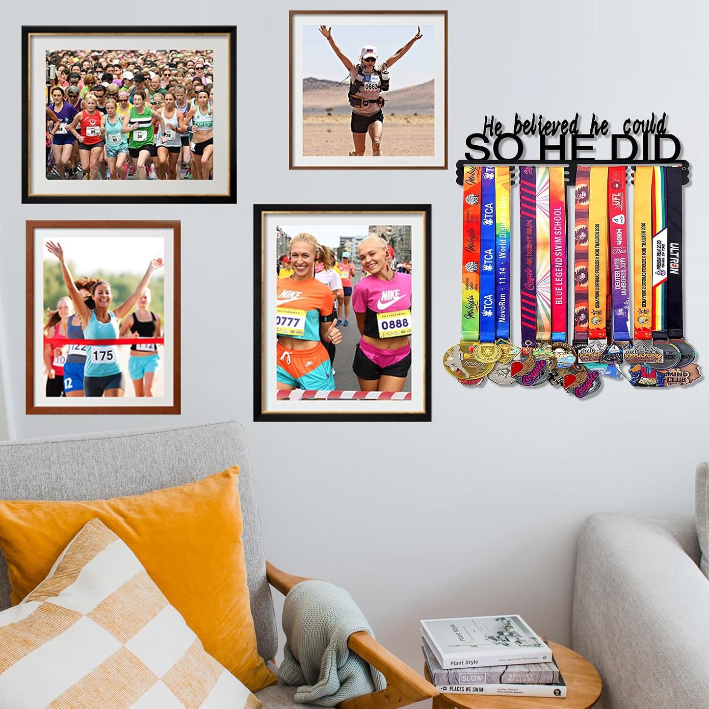 Goutoports Medal Hanger Display Rack - Personalized Award Ribbon Organizer for Sports Race Runner Gymnastics Plaques