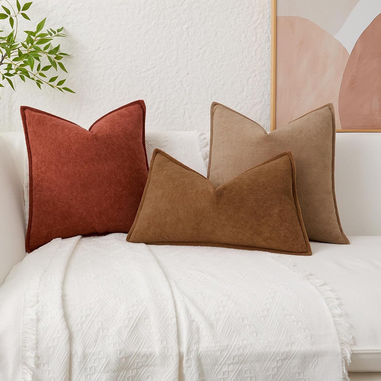 Kevin Textile Fall Waterproof Decorative Pillow Covers Soft / 18 x 18 / Burnt Brick / Set of 2