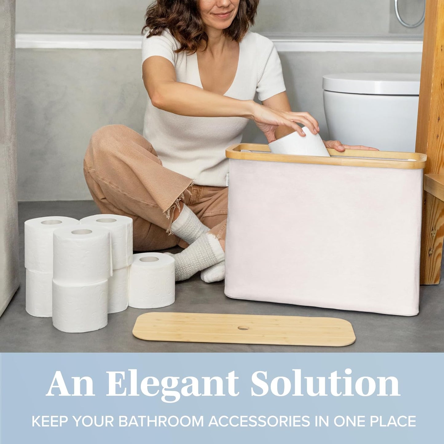 LONBET Toilet Paper Storage for 12 Rolls, Stackable & Foldable - The Ultimate Bathroom Organizer - Waterproof Basket