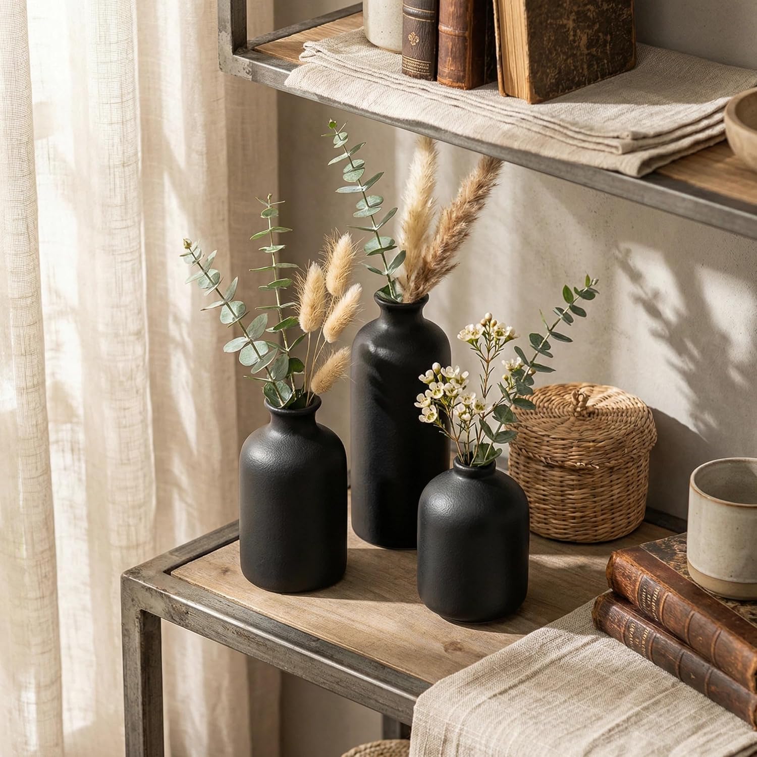 Small Ceramic Vase / Black / Set of 3