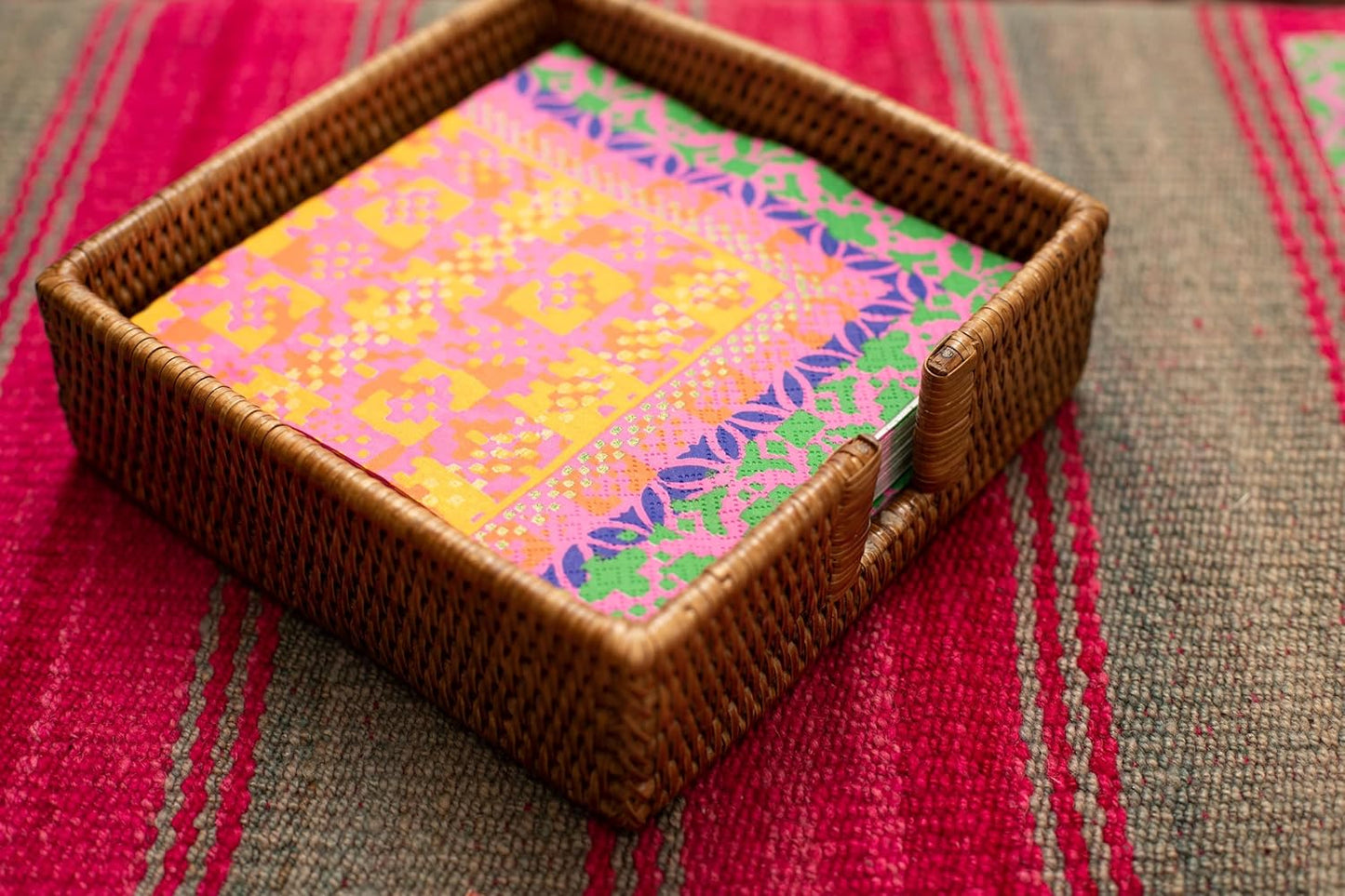 Rattan Napkin Holder in Dark Brown / Luncheon / Natural