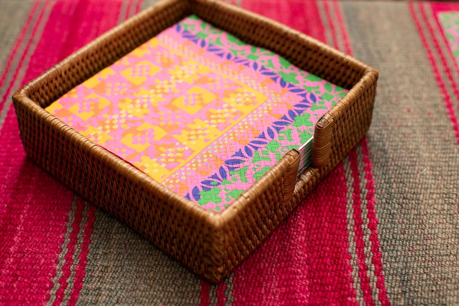 Rattan Napkin Holder in Dark Brown / Luncheon / Natural