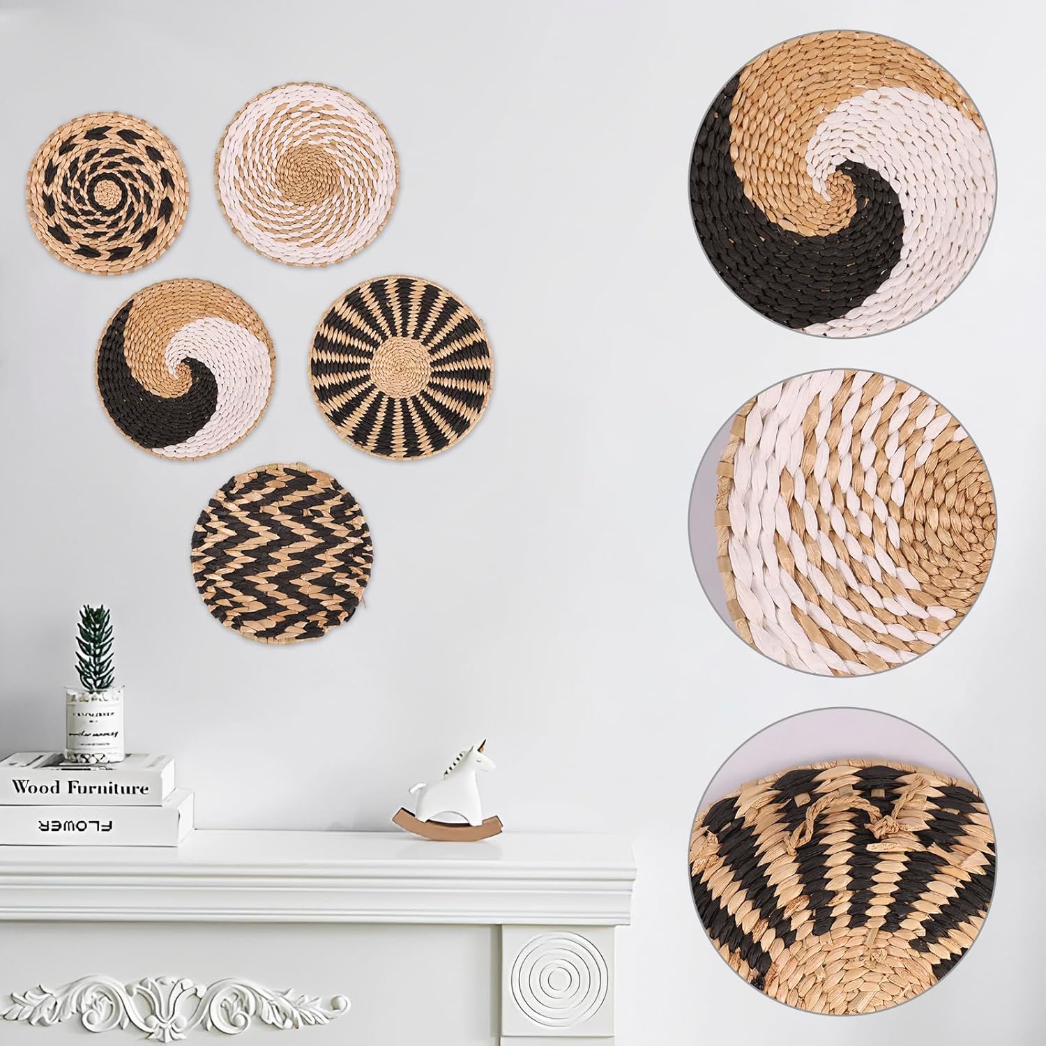 Boho Wall Basket Decor / Set of 5