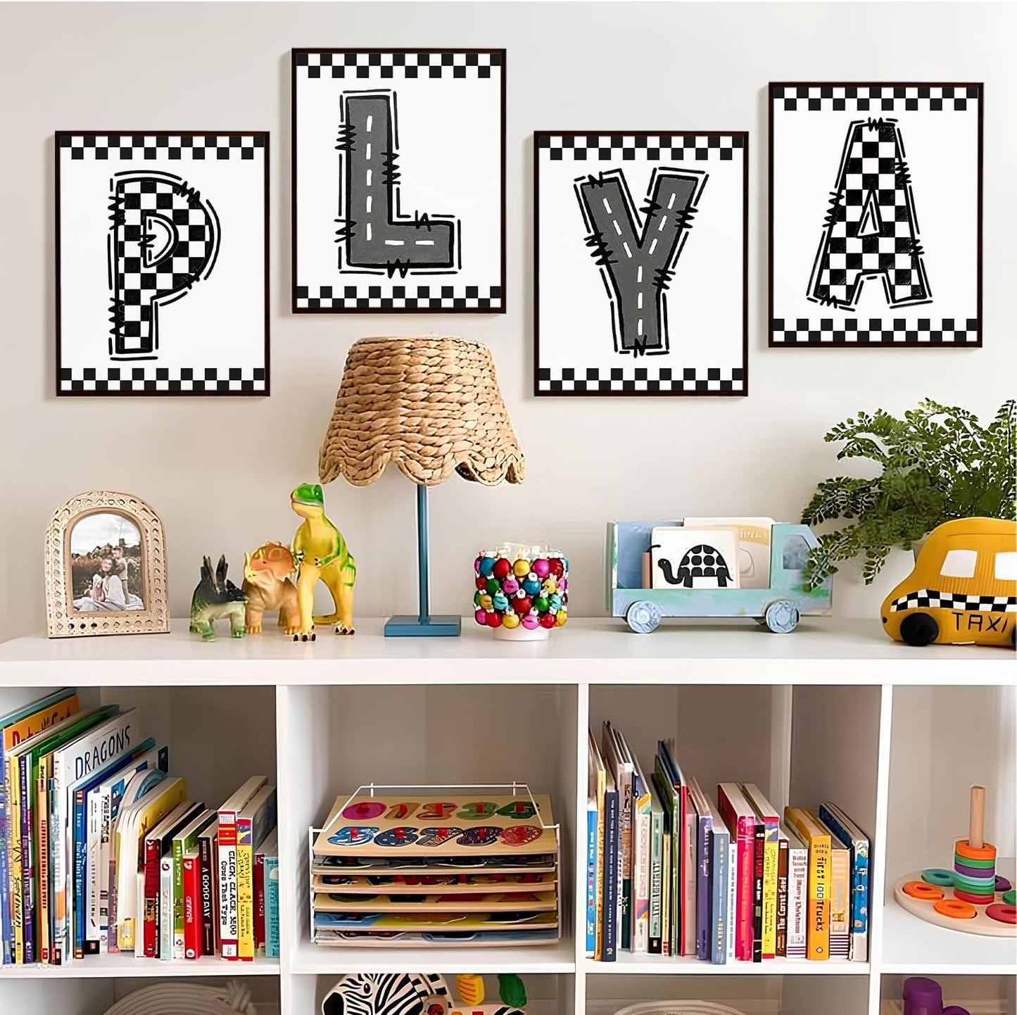 Boys Room Wall Art Decor / 8 x 10 / Play-black and White