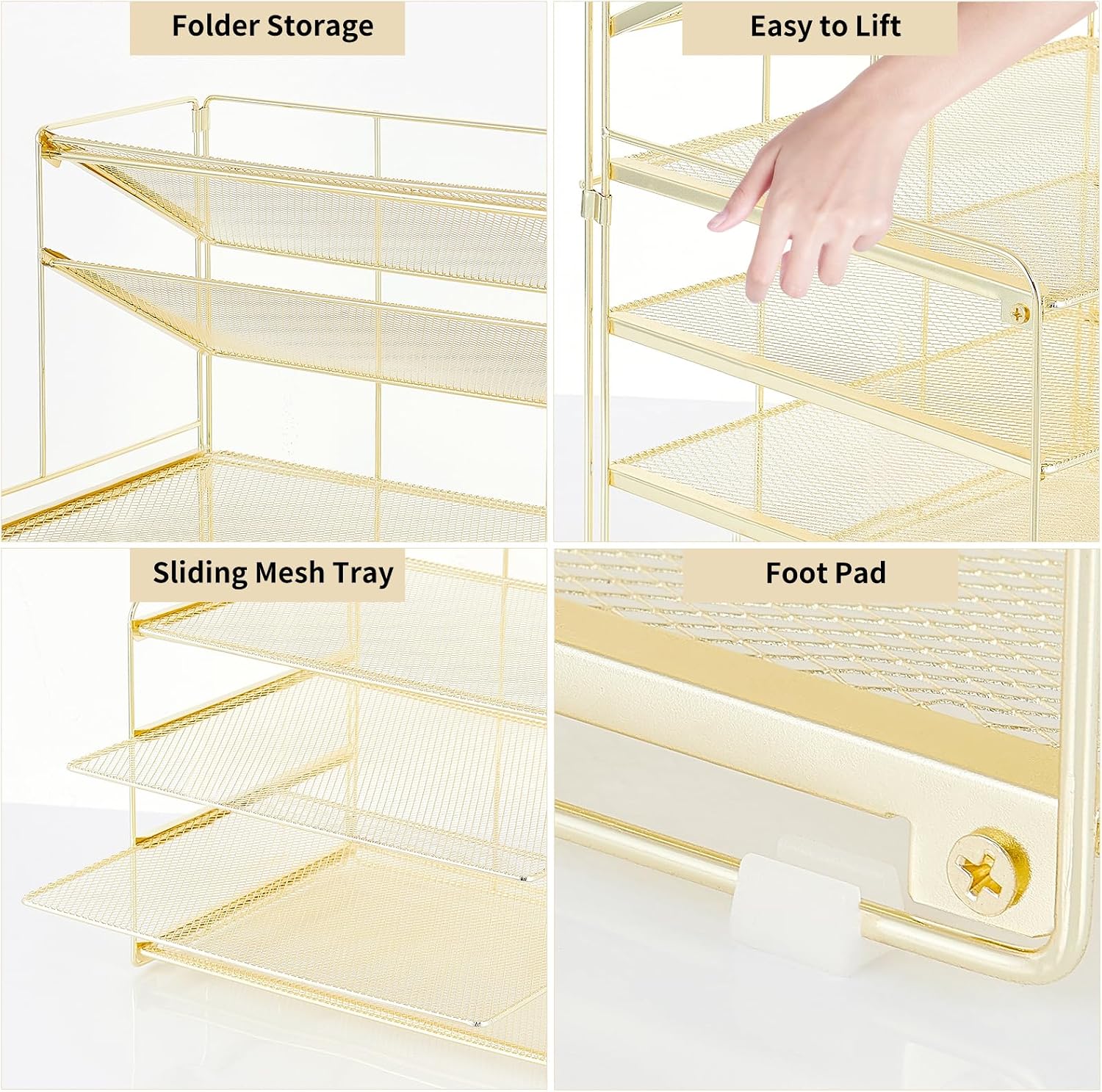 Desk Organizer, 6-Tier Paper Organizer Letter Tray, Gold | Desk Organizers and Accessories, Office Desk Accessories &