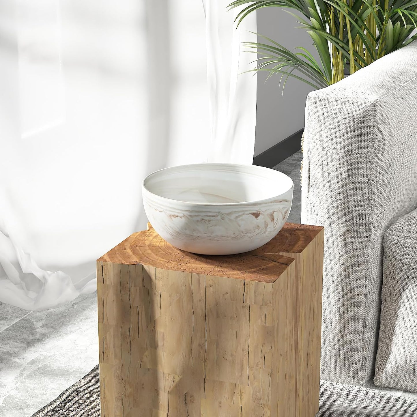 Marble-patterned Ceramic Bowl / 9.5 Inches / Brown
