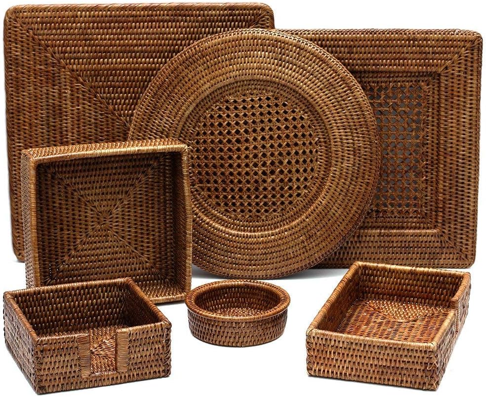 Rattan Napkin Holder in Dark Brown / Guest Towel / Natural