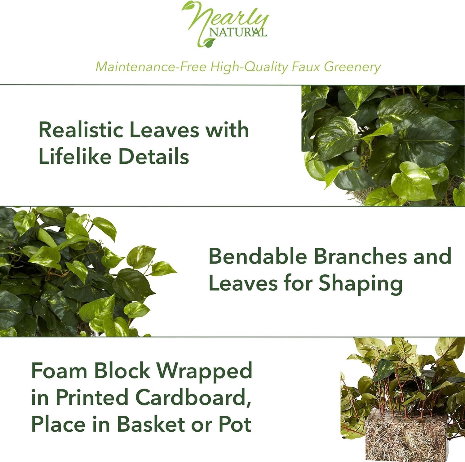 . Pothos Ledge Plant Silk Plant / Green / 15 Inch