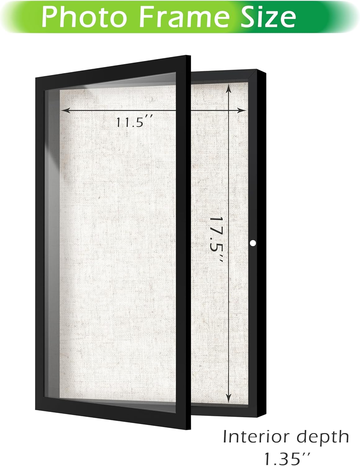 FrameWorks 12x18 Deep Shadow Box Frame, Wooden Display Case w. Linen Board & Tempered Glass Door - Matte Black - Large