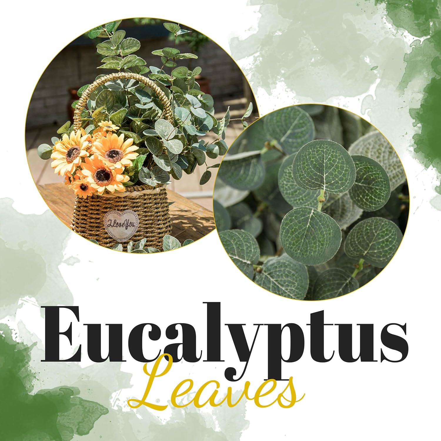 Artificial Eucalyptus Leaves Stems Bulk 24.8" Dollar Eucalyptus Artificial / Silver / Set of 6