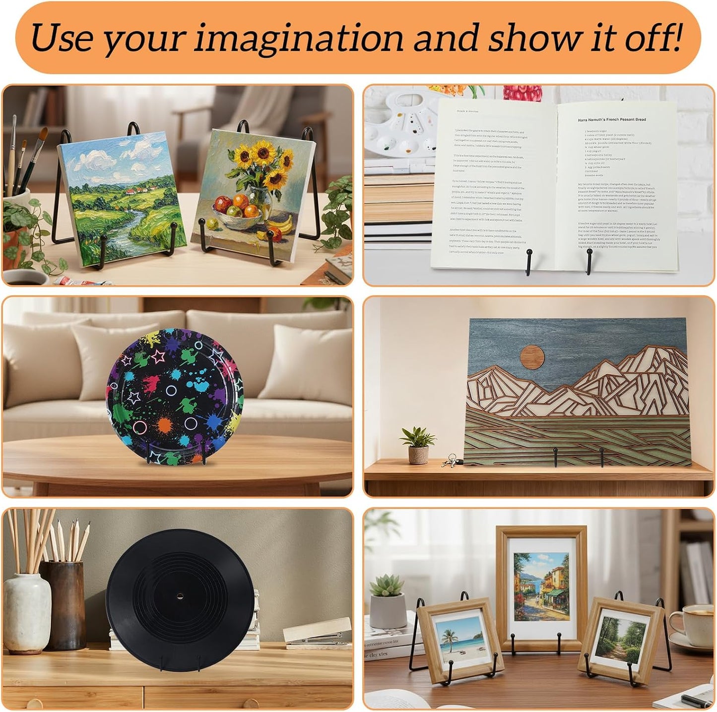 Metal Plate Holder Picture Stand for Picture / Black / 4.5 Inch / Set of 18