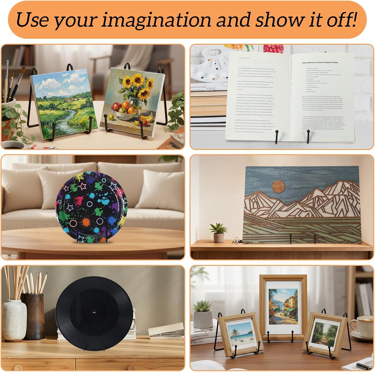 Metal Plate Holder Picture Stand for Picture / Black / 4.5 Inch / Set of 18
