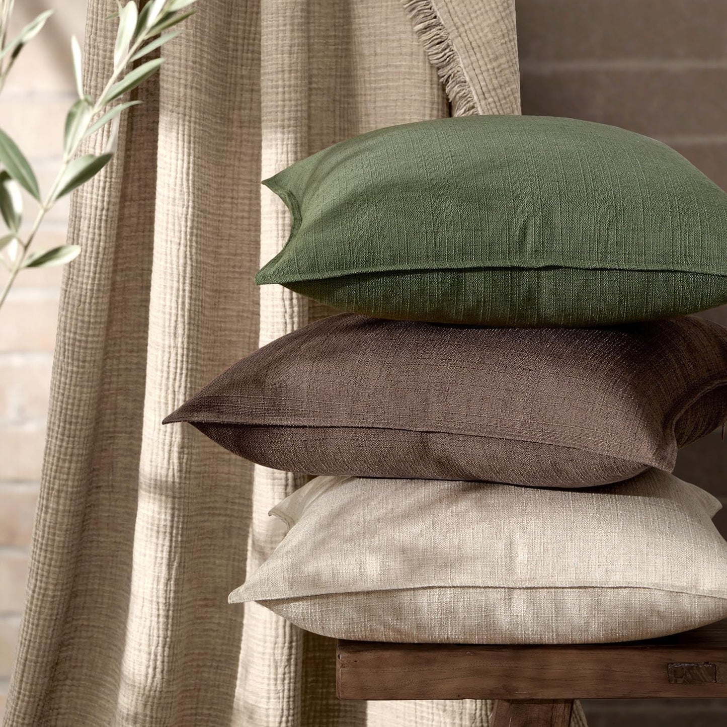 Decorative Pillow Covers / 18 x 18 / Dark Brown / Set of 2