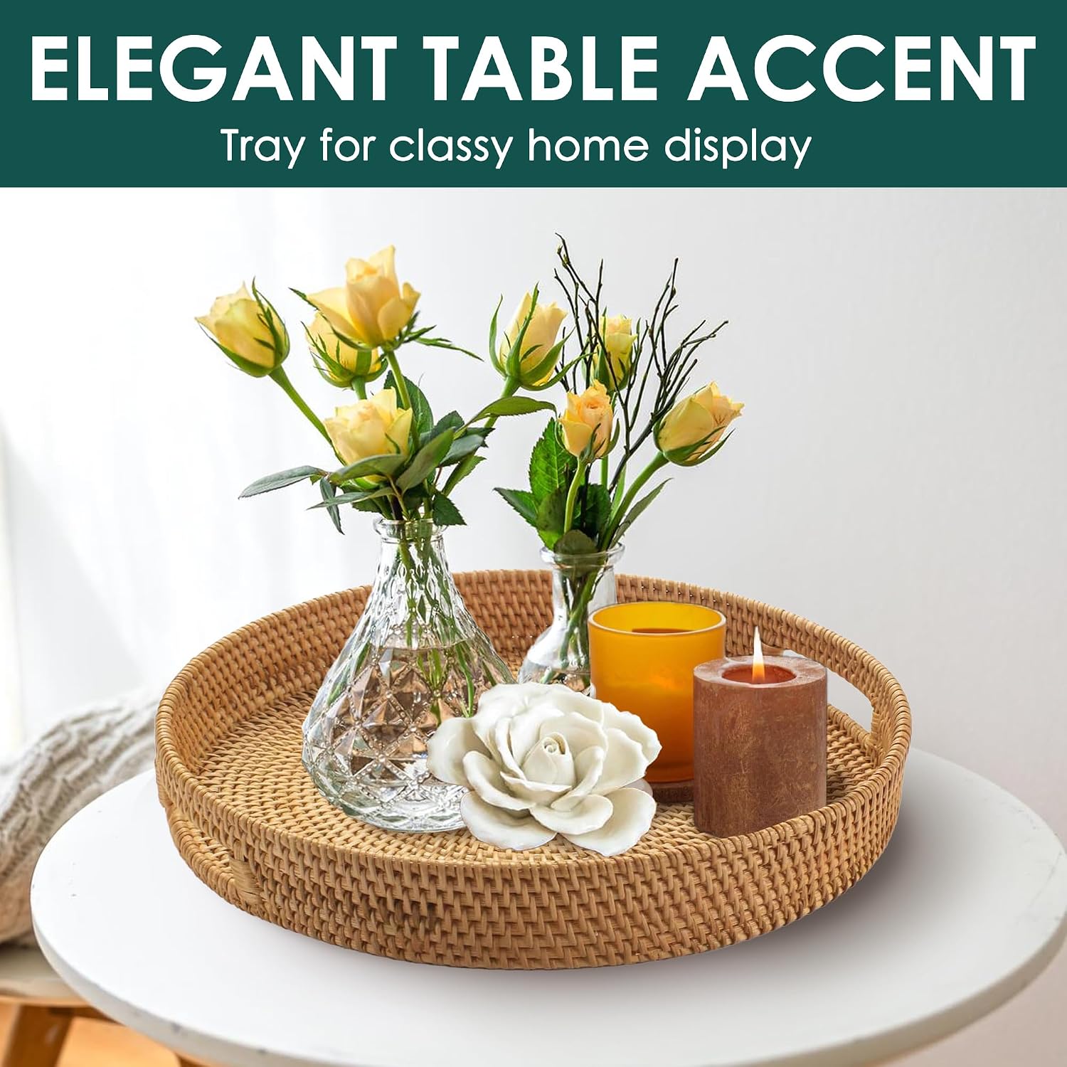 Rattan Tray / Elegant & Durable Serving & Decorative Tray