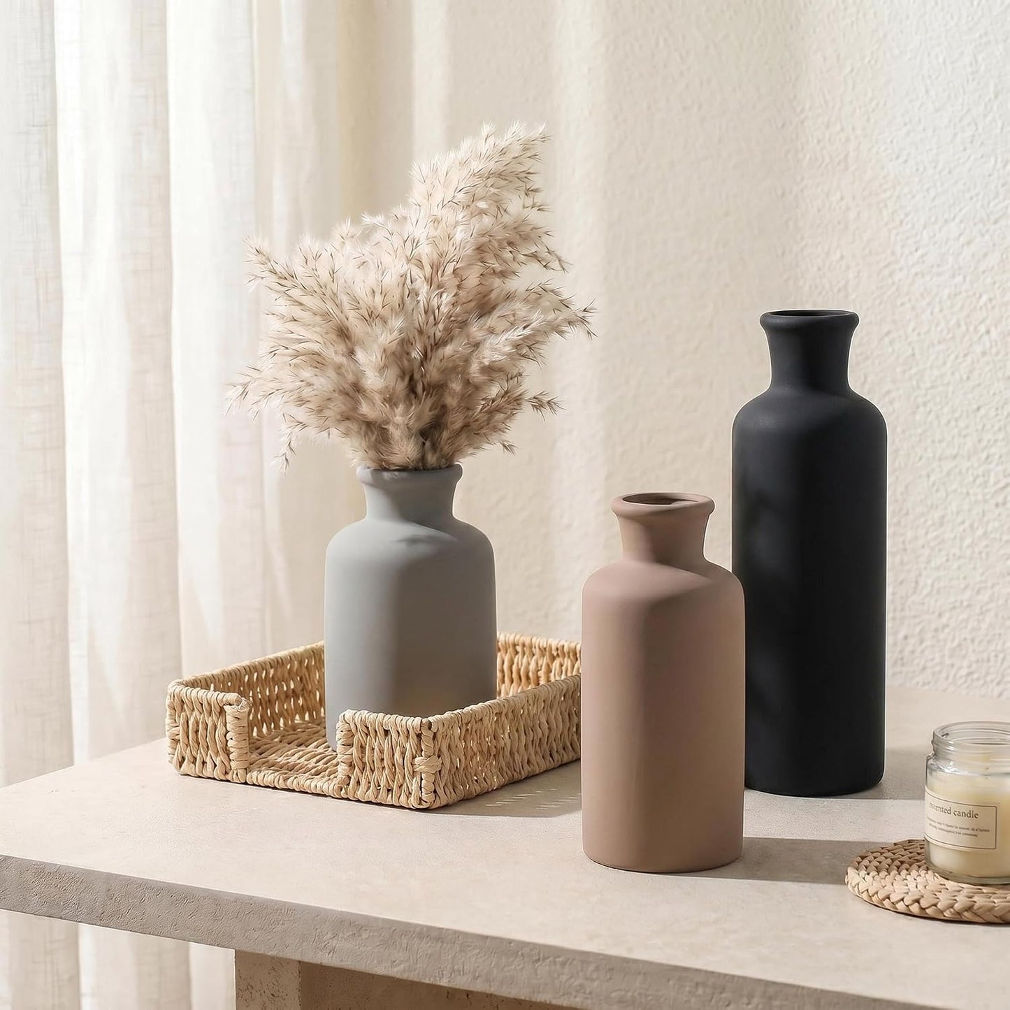 Ceramic Vase / Black Mix Set - Gray#2 / Set of 3