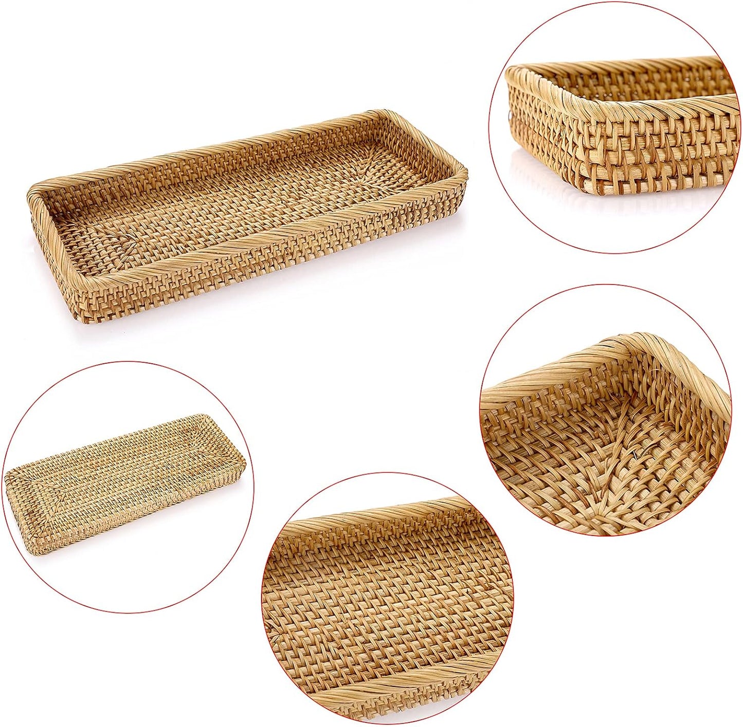 Rattan Bathroom Vanity Tray / Yellow / 16 x 6.5 x 1.8