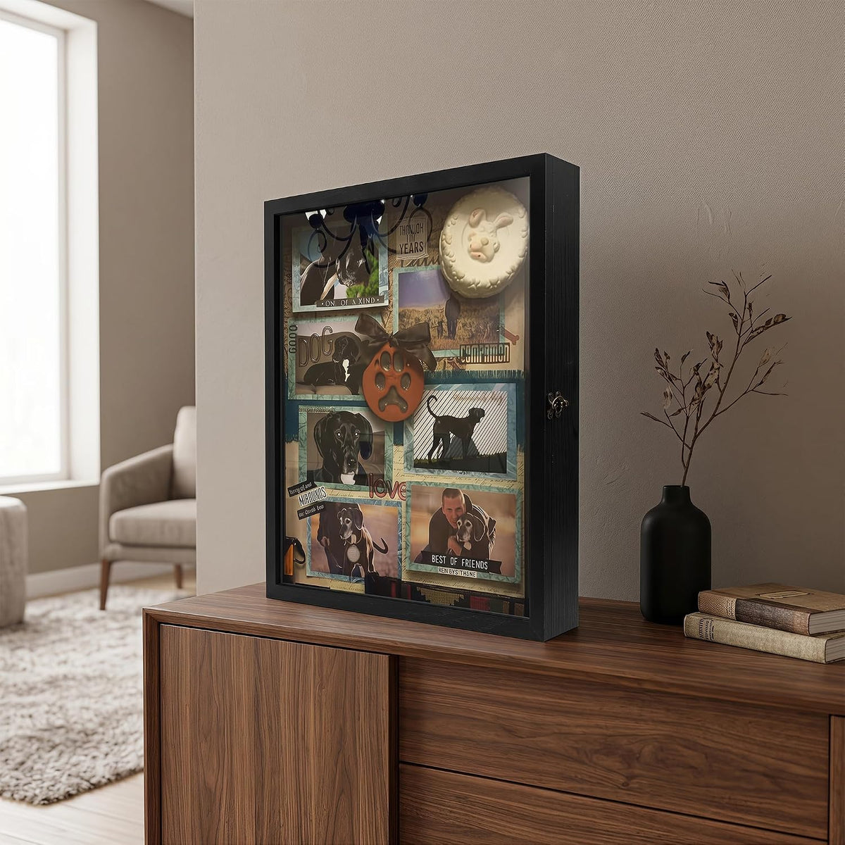 Graduation Shadow Box Frame 13x16,Black | Large Graduation Frames with Glass Window, Metal Lock, Memory Box for