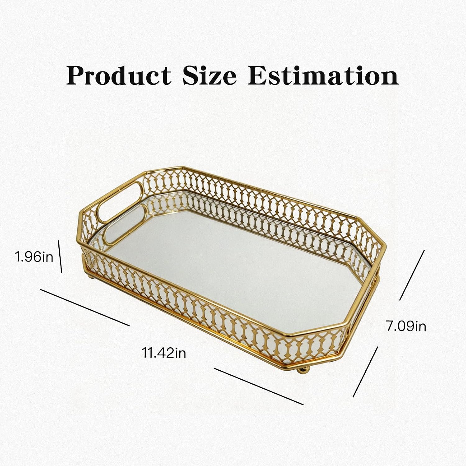 Mirror Tray / Vanity Organizer / Gold / 11.42 x 7.09