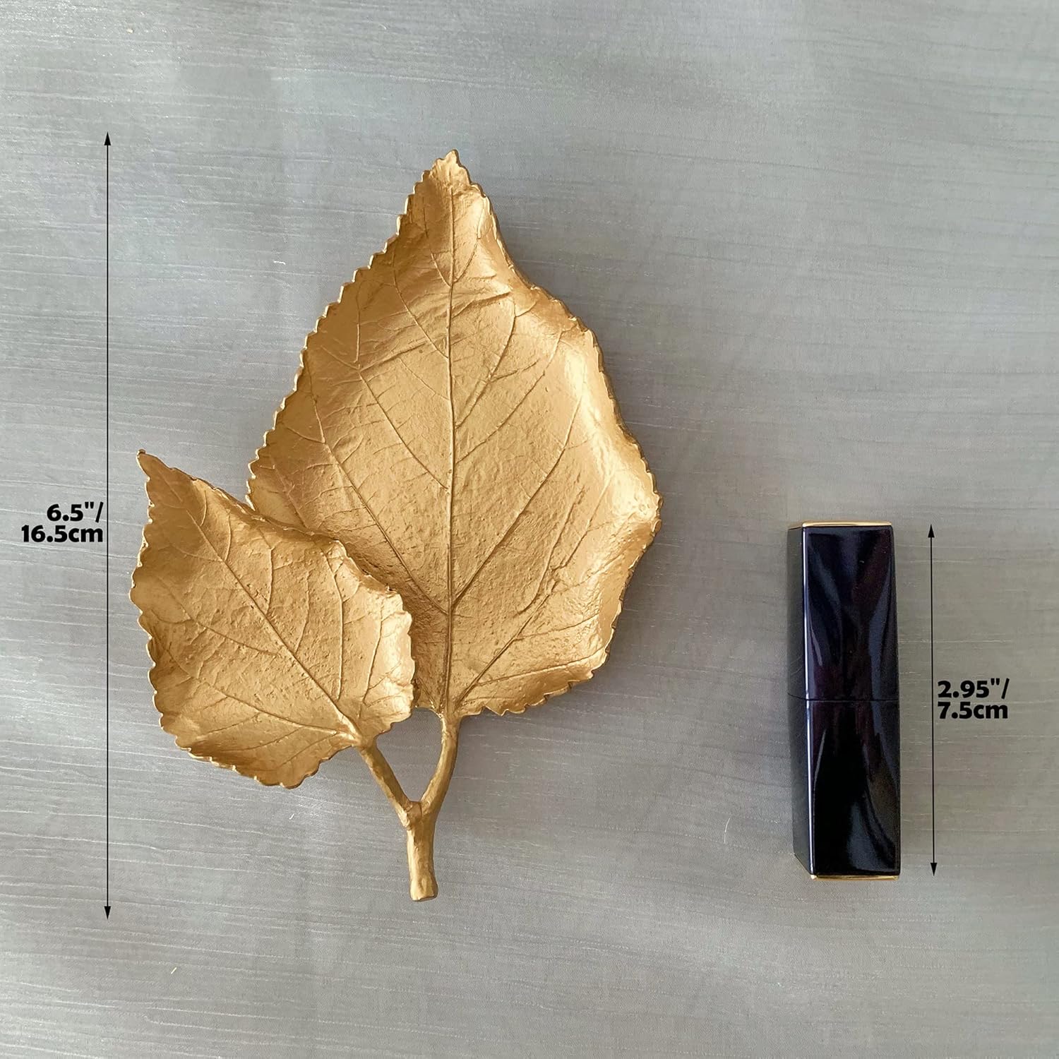 Metal Trinket Dish Leaf Shaped Ring Holder Jewelry Organizer Vanity Dish / Double Mulberry Leaves