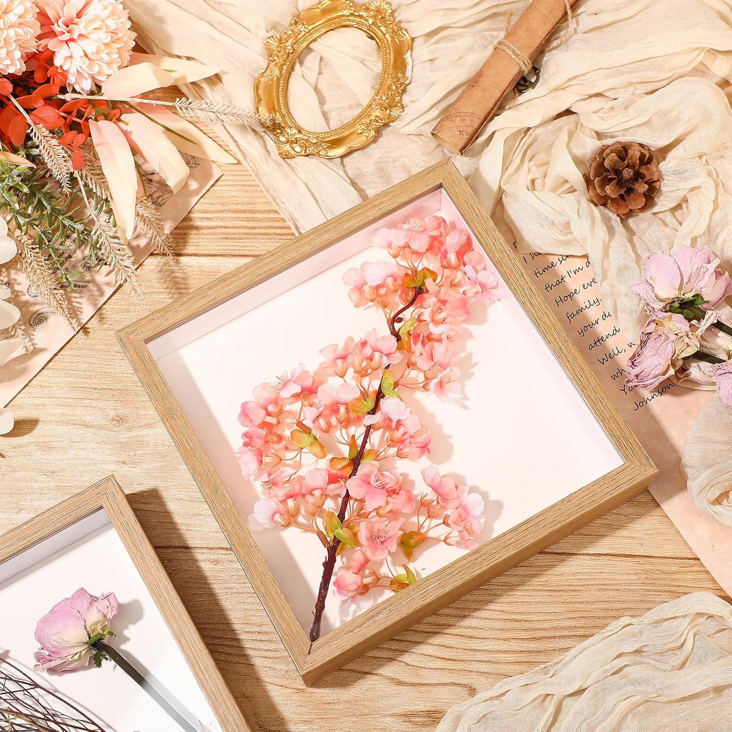 Ripeng 16 Pack 8x8 Inch Shadow Box Frame Display Cases, Deep Picture Frames for Wedding Bouquet Preservation