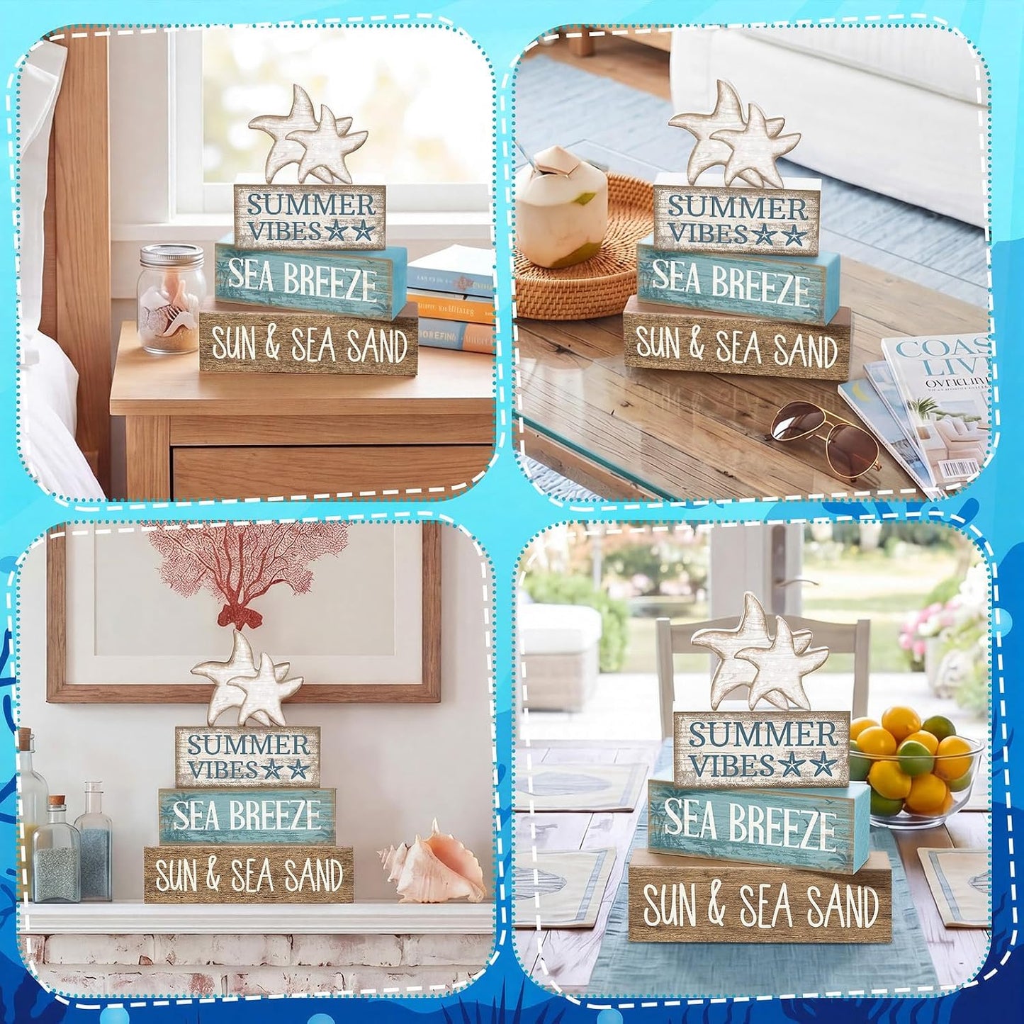 Summer Beach Decorations / Retro Starfish / Set of 4