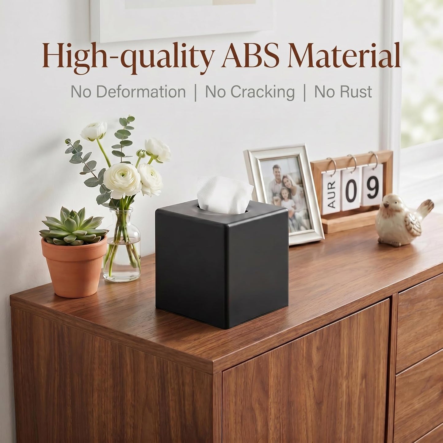 Modern Decorative Square Facial Storage Tissue Box Holder / Matte Black