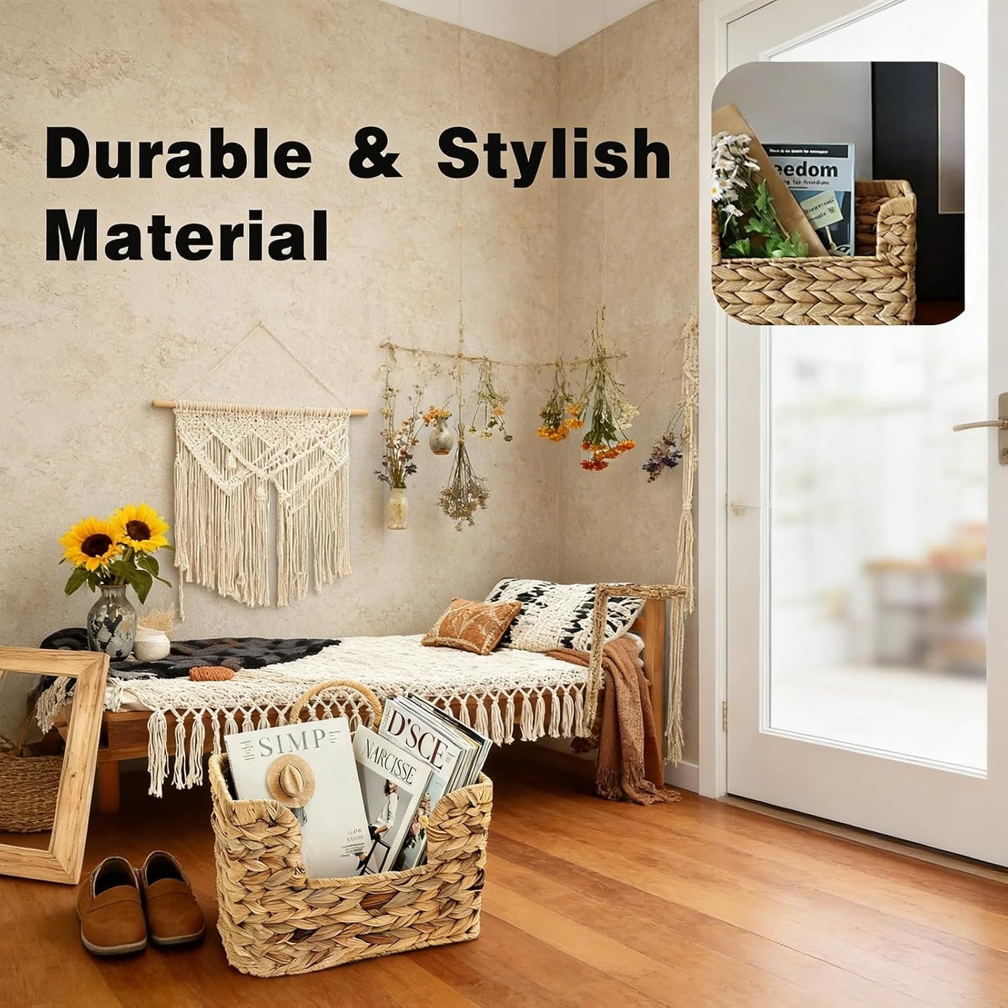 in Woven Hanging Magazine Baskets / 11.8 x 4.3 x 9.8