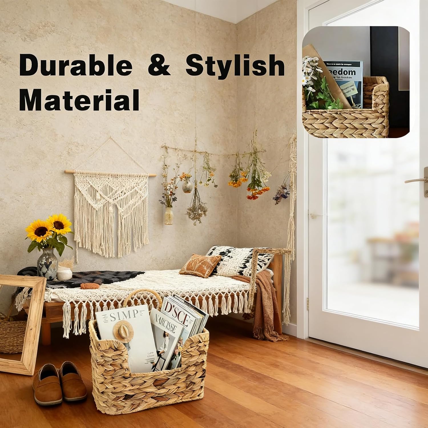 in Woven Hanging Magazine Baskets / 11.8 x 4.3 x 9.8
